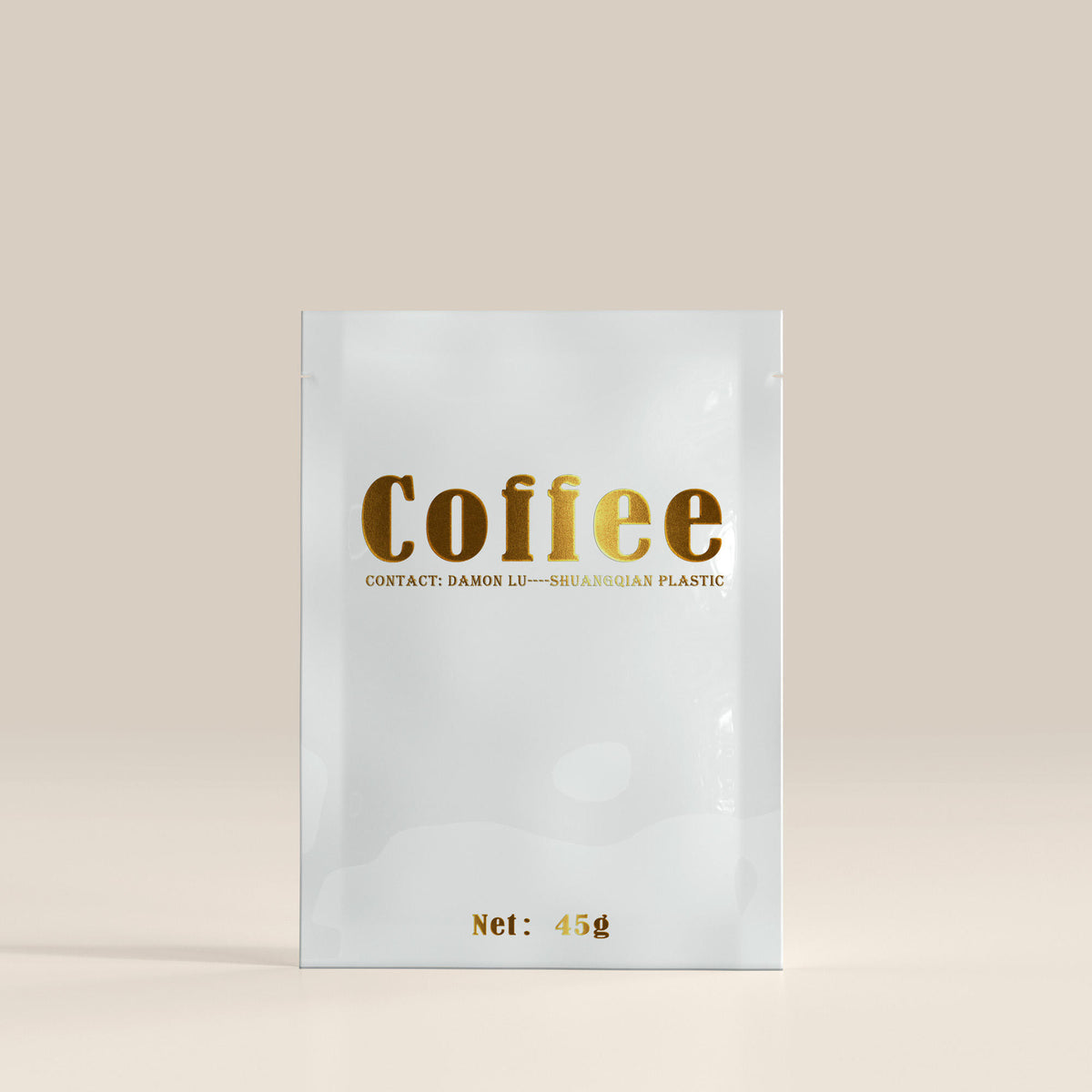 Custom printed gold foil heat stamp coffee and tea sachets, 3-side sealed small mylar bags