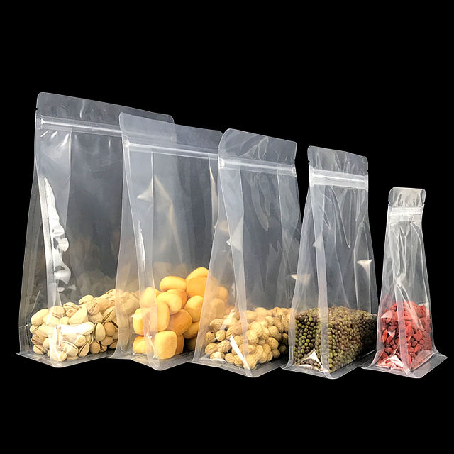 Manufacturer Price: Glossy Clear Zippered Food Packaging Plastic Mylar Bags, Frosted Clear Flat Zippered Coffee Bags