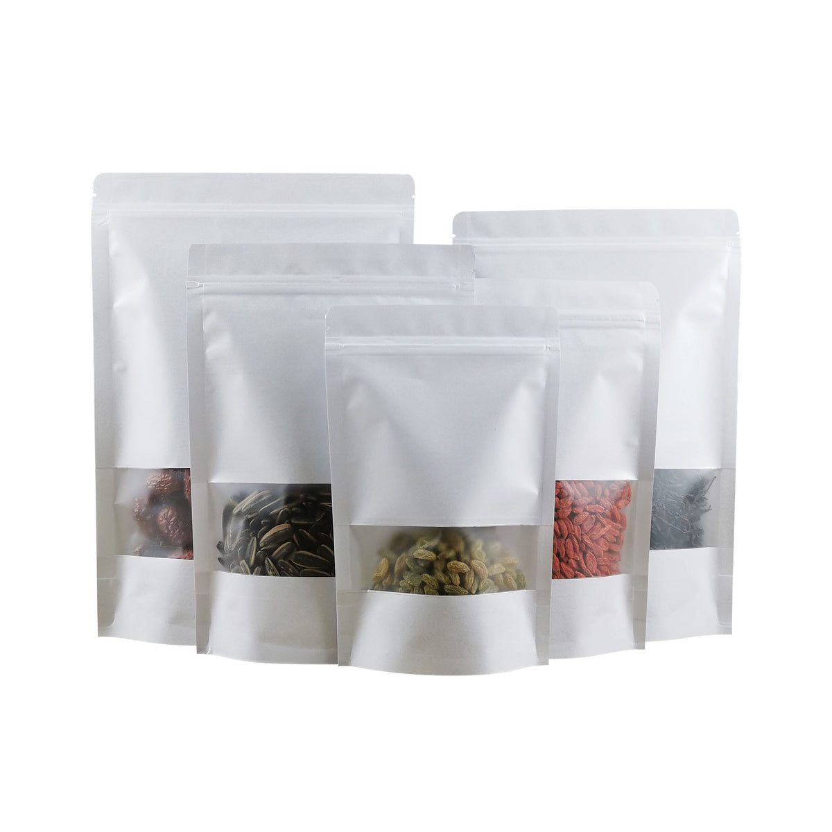Lebei stock matte white craft bag zip lock upright bag Doypack packaging kraft paper upright bag food with window