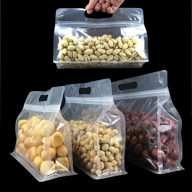 Nuts Spices Zipper Top Self Seal Transparent Flat Bottom Bag Zipper Lock Plastic Food Packaging Bags