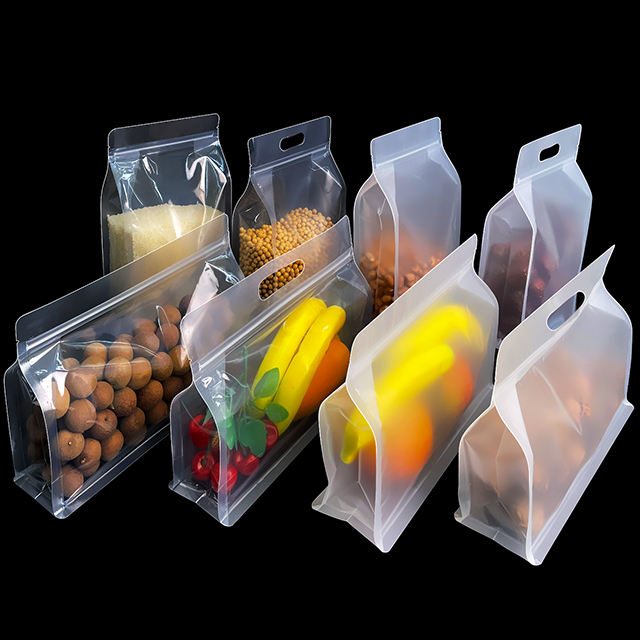 Nuts Spices Zipper Top Self Seal Transparent Flat Bottom Bag Zipper Lock Plastic Food Packaging Bags