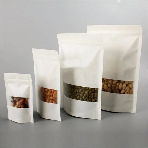 Lebei stock matte white craft bag zip lock upright bag Doypack packaging kraft paper upright bag food with window