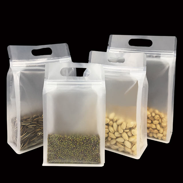 Wholesale Food-Grade Flat Bottom Bags with Zipper Top Handles