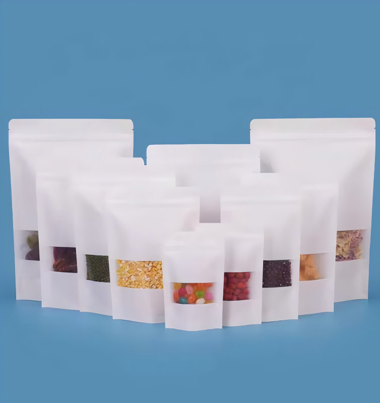 White kraft paper bag with zipper Matt outside